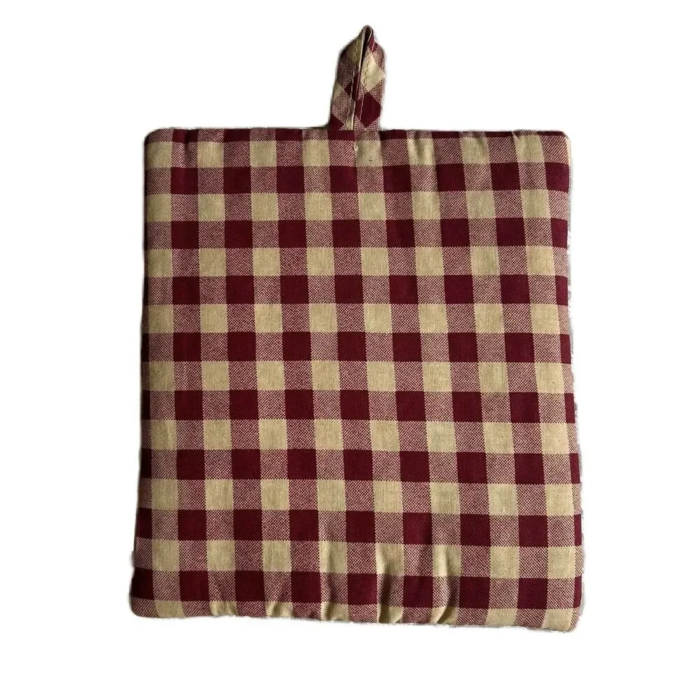 Table Runner Pot Holder Set Happy Thanksgiving Botanical Buffalo Check Maroon